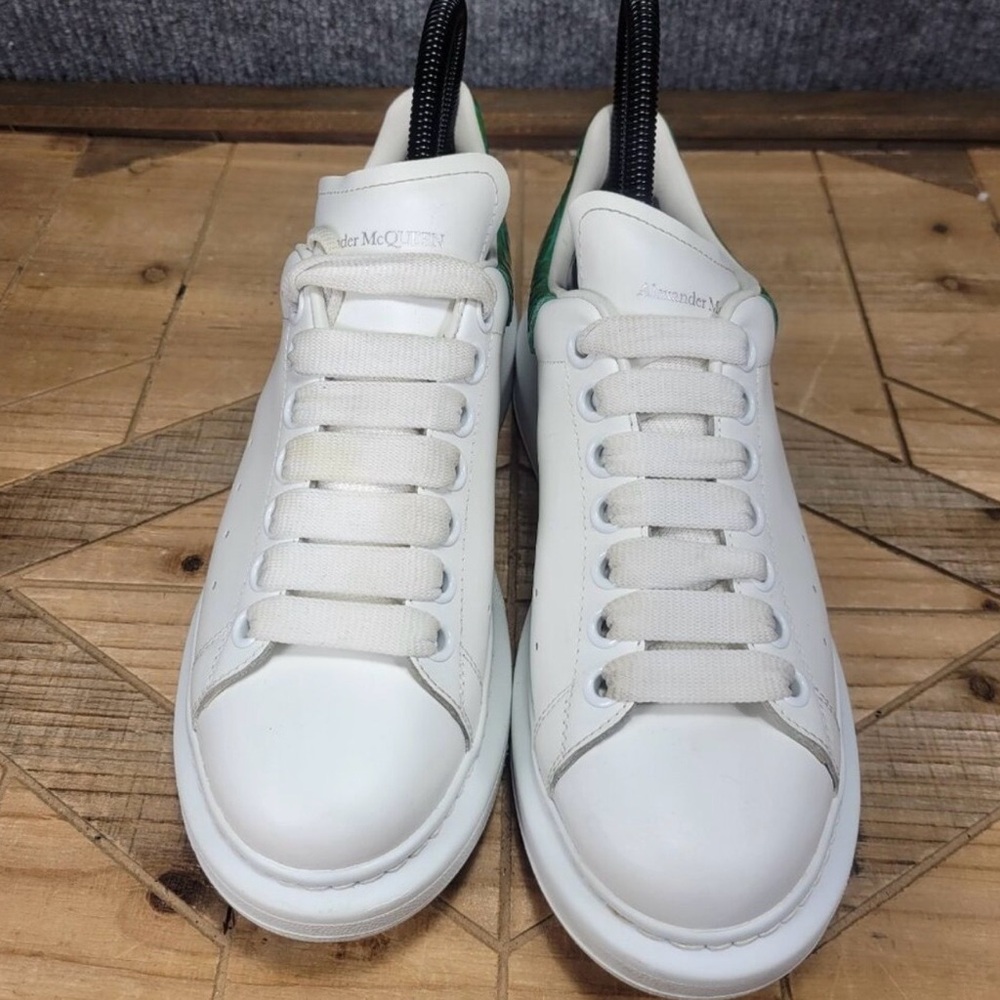 Alexander McQueen Oversized Sneakers
White & Green Croc-Print Leather Size 37.5 - Picture 3 of 16